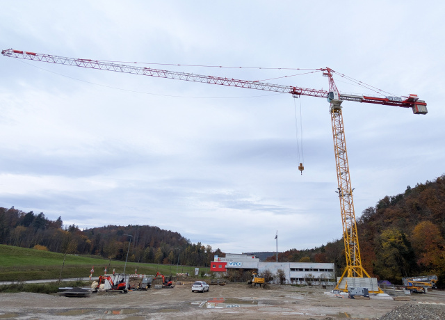 Der Lagerplatzkran in Schaffhausen steht!